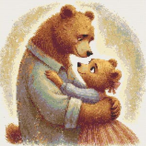 Cross stitch pattern Bear Hug Fathers day Child full coverage embroidery pattern family Counted Cross Stitch Instant digital PDF Download