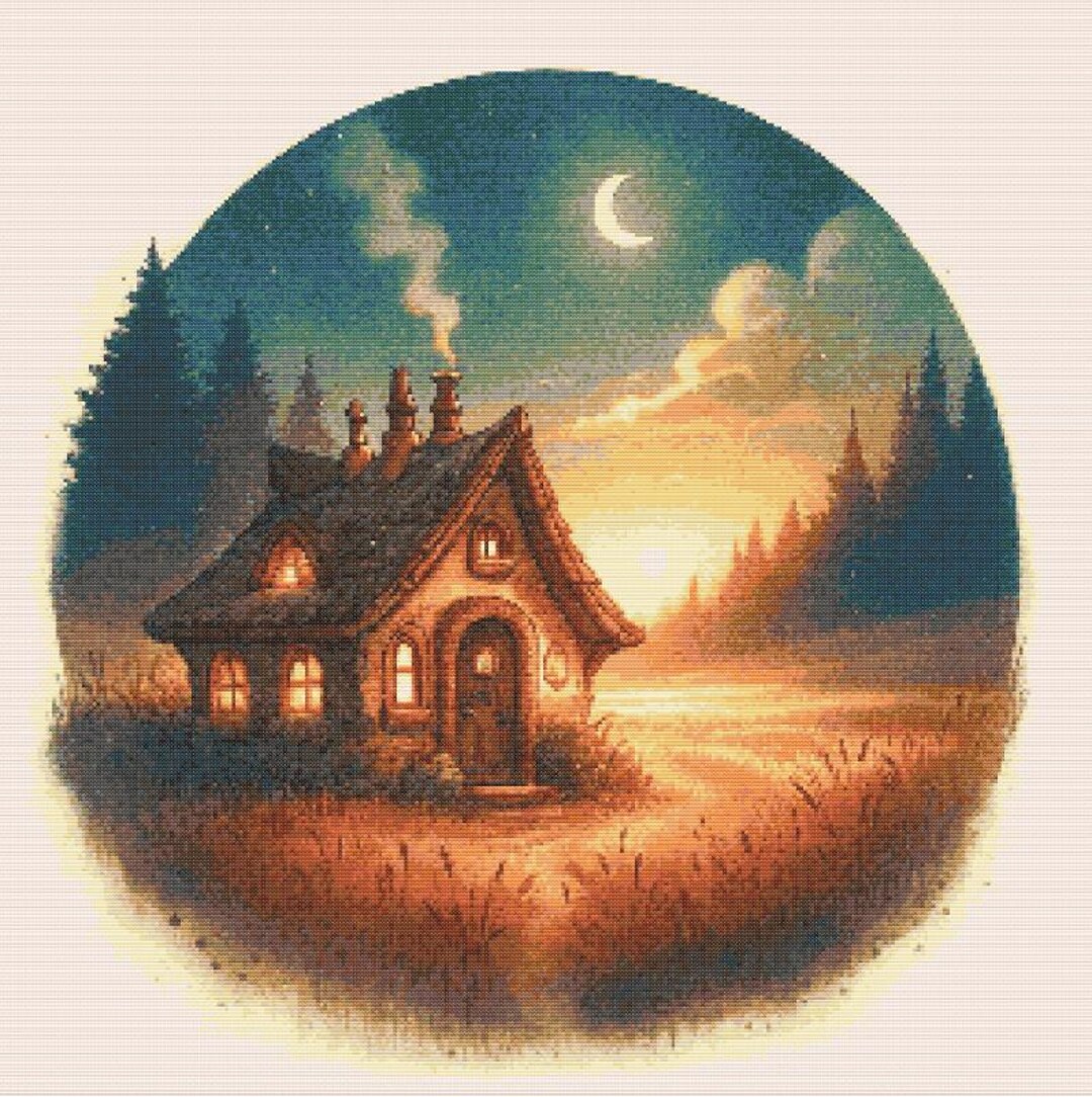 Cross Stitch Pattern Cozy Cottage PDF Full Coverage Embroidery Pattern ...