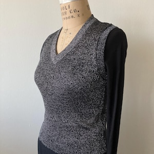 Vintage 1970s Metallic Sweater Vest - Lurex - XS / Small - Pullover