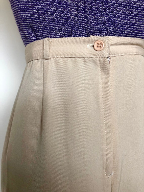 Vintage 1970s Beige Pencil Skirt A Line Pleated S… - image 6