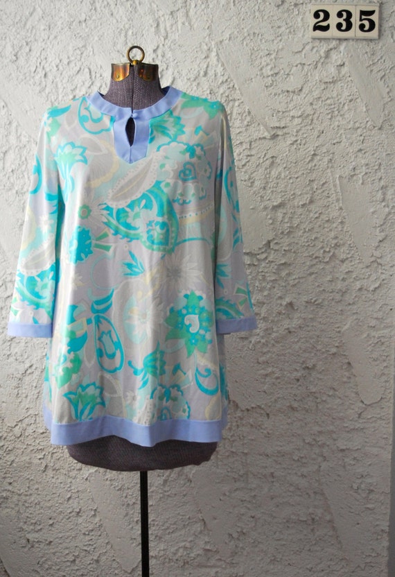 Vintage 1970s Psychedelic Lounge Tunic by Lorrain… - image 1