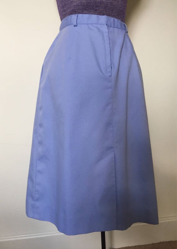 Vintage 1970s A Line Skirt Blue High Waist - Kay … - image 4