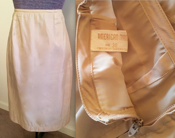 Vintage 1950s Tan Taffeta Half Slip - Zip Back -