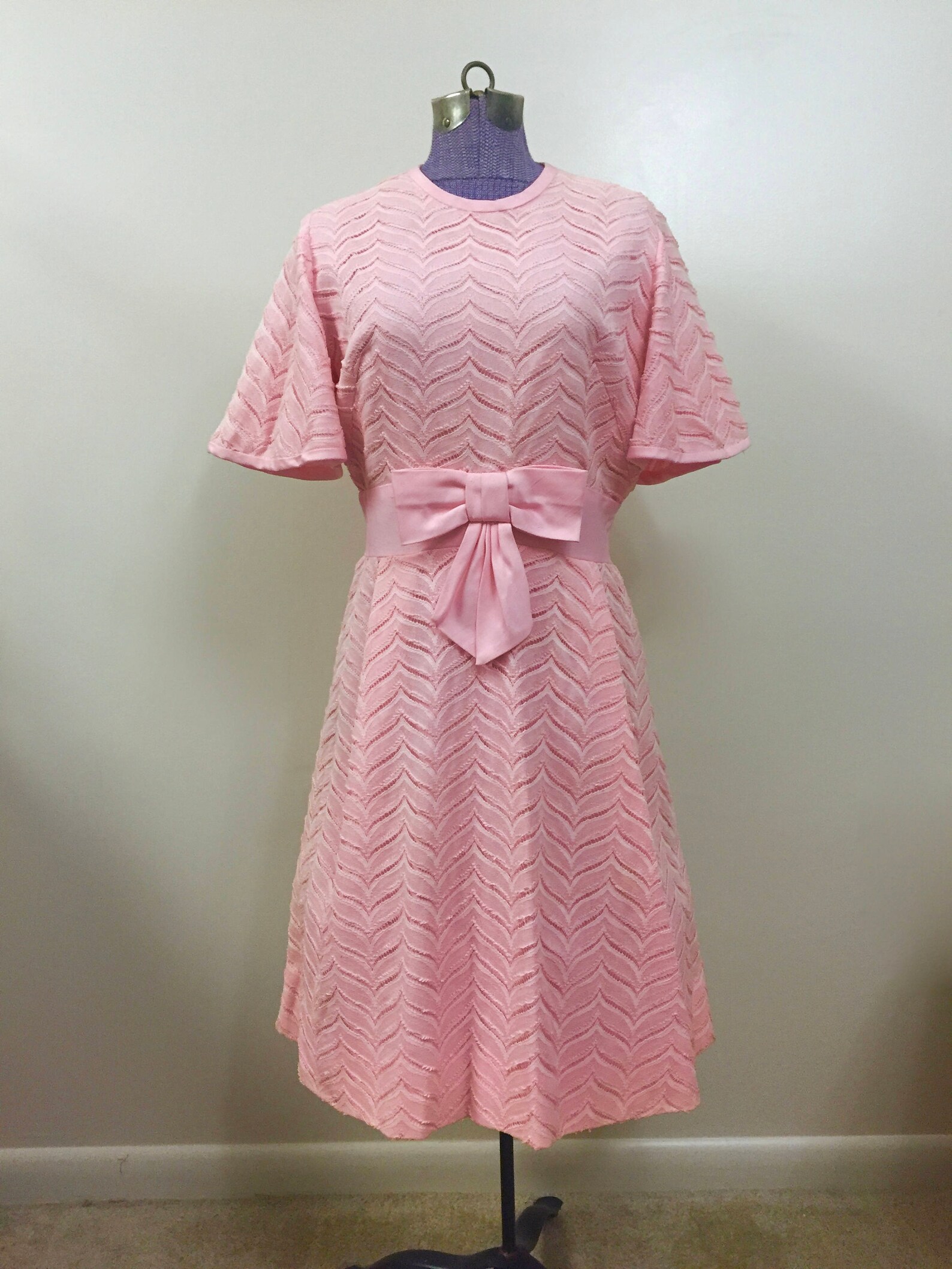 XS 1950s Dress Pink Party Bow Dress