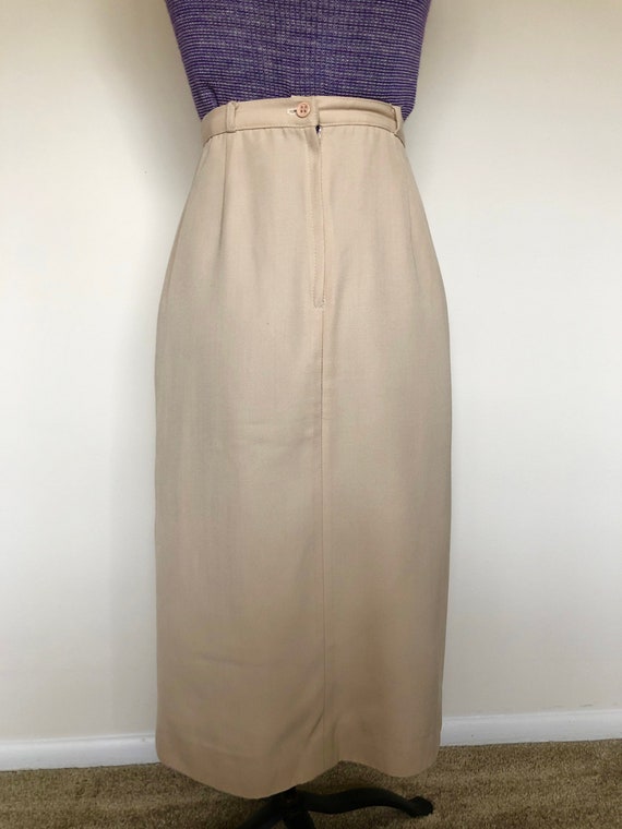 Vintage 1970s Beige Pencil Skirt A Line Pleated S… - image 4