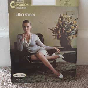 Vintage 1970s Panty Hose Deadstock in Original Packaging - Ultra Sheer - White - Tall