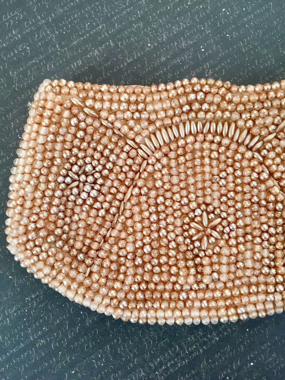 Vintage 1950s Beaded Sead Pearls Mini Purse Clutch