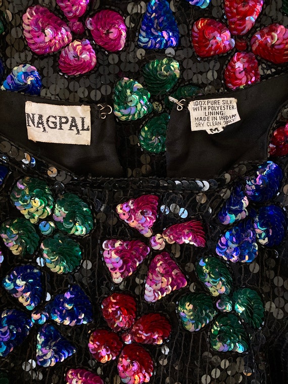 Vintage 80s Negpal Sequin Floral Vegas Casino Blo… - image 10