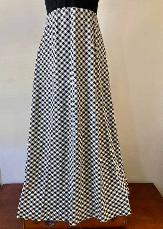 Vintage 1970s Gingham Wing Point Collar Maxi Dres… - image 3