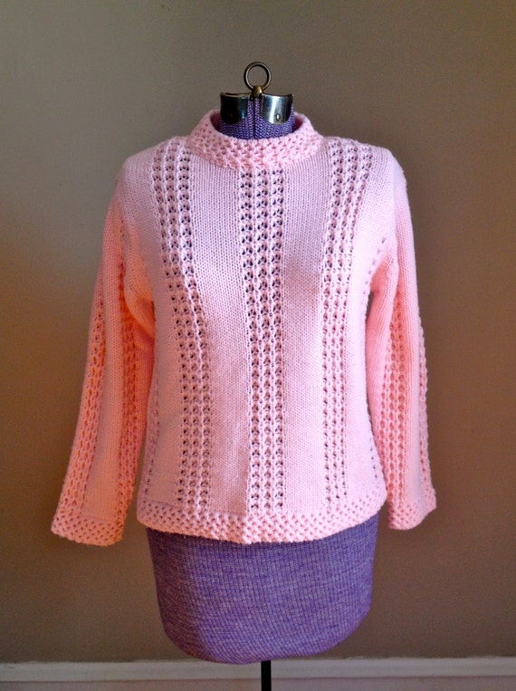 SALE Vintage 1950s 60s Pink Knit Sweater - 36 - M… - image 4