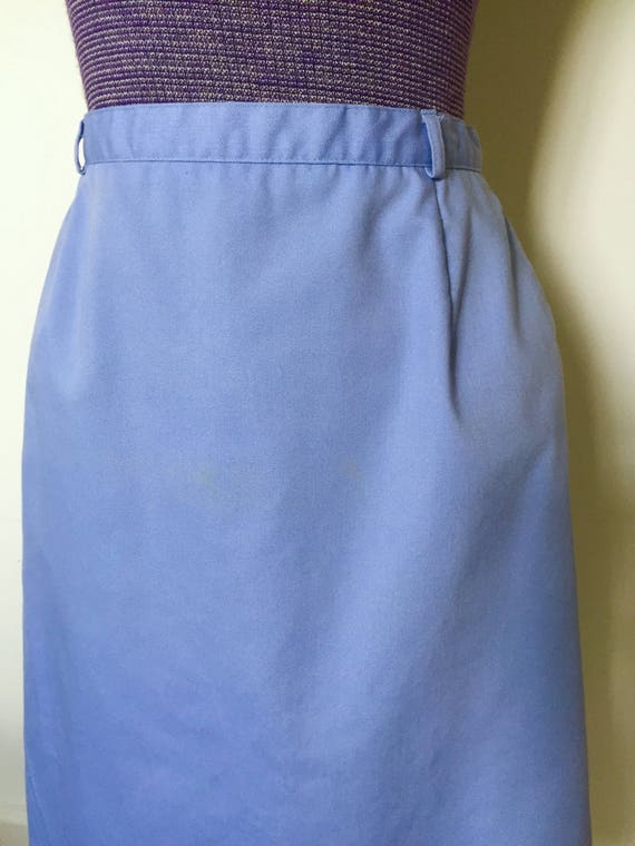 Vintage 1970s A Line Skirt Blue High Waist - Kay … - image 5