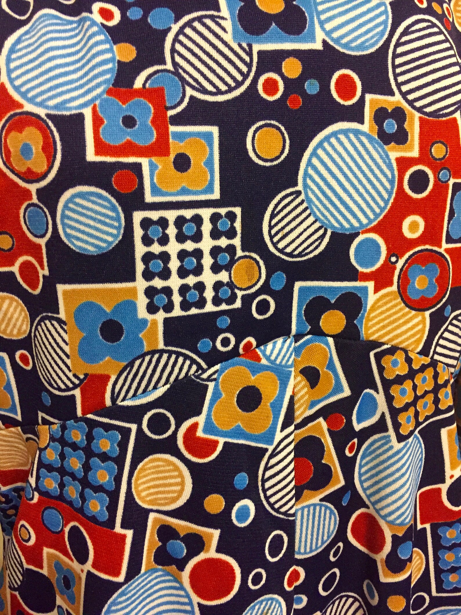 Vintage MOD 1960s Abstract Op Art Motif Print Maxi Dress Long Sleeve ...