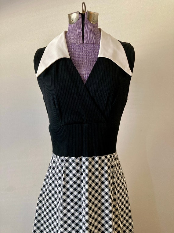 Vintage 1970s Gingham Wing Point Collar Maxi Dres… - image 7