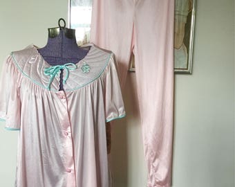 Vintage 1970s 2pc Val Mode Deadstock Pants & Top PJ Set - Large with tags 2 piece set