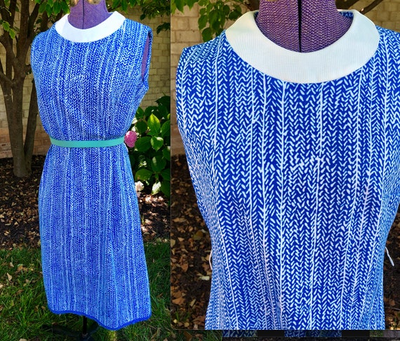 Vintage 1960s Abstract Vines Day Dress - Medium L… - image 1