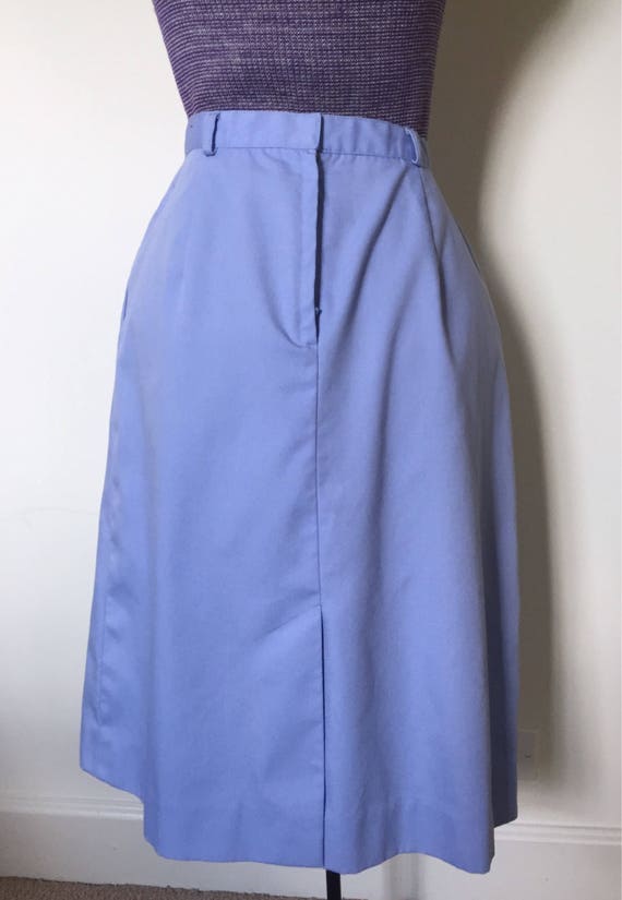 Vintage 1970s A Line Skirt Blue High Waist - Kay … - image 2