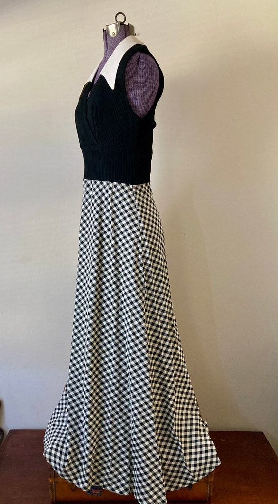 Vintage 1970s Gingham Wing Point Collar Maxi Dres… - image 4