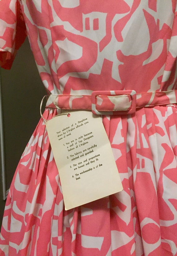 Vintage 1950s Dress - Pin Up - Pink Abstract Grap… - image 6