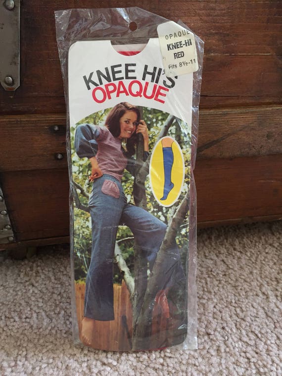 Vintage 1970s Knee High Socks - Panty Hose - Red … - image 1