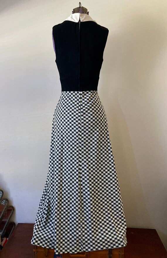 Vintage 1970s Gingham Wing Point Collar Maxi Dres… - image 5