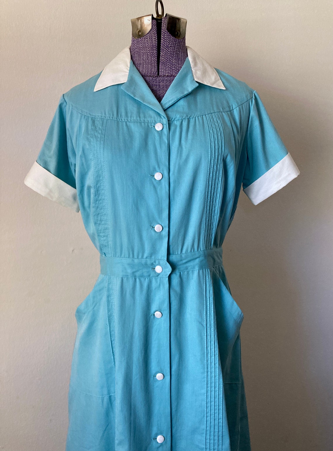 Vintage 1950s RARE Blue Nurse Uniform Smock Dress Pin up | Etsy