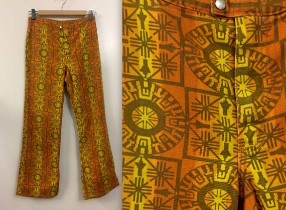 Rare Vintage 1960s 70s Maverick Jeans Pants Tribal