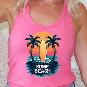 Funny Beach Tank Top for Women: Summer Vacation Sleeveless Shirt - Tropical Vibes Gift
