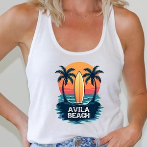 Avila Beach Women&#39;s Summer Tank Top: Vacation Tee for Tropical Vibes and Outdoor Adventures