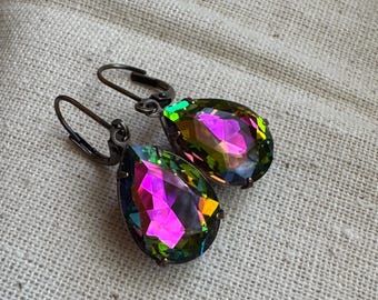 Boucles d'orelles Argent et plumes de paon | Boucle orelle argent