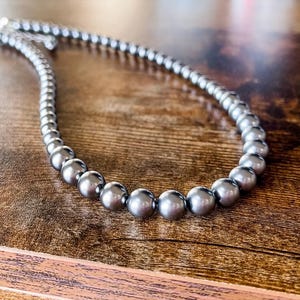 Dove Gray Pearl Necklace, Single Strand Swarovski Bridesmaid Pearl Necklace, Silver Pearls, Strand of Pearls for Her, Choose Your Color