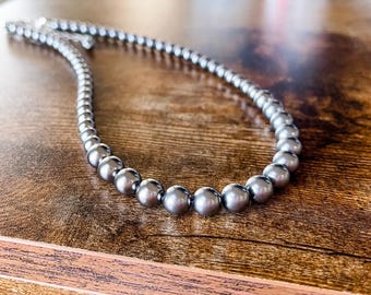 Collana con perle Swarovski color grigio tortora, gioielli da damigella in argento sterling, scegli il colore della tua perla, collana da matrimonio classica