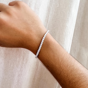 Moissanite Diamond Tennis Bracelet, Custom VVS1 Moissanite Iced Out Tennis Chain, Gifts for Her or Him, Full Customization & Engraving