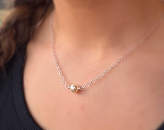 Collana con pendente a perla Swarovski, solitario in argento sterling, gioiello minimalista