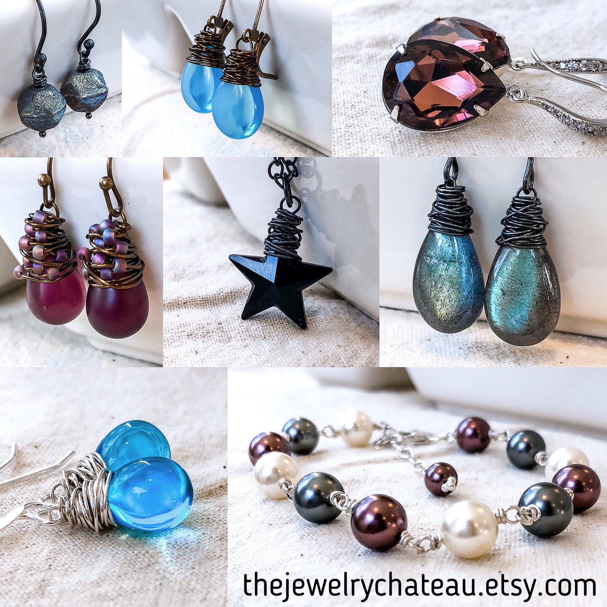 Wedity Ensemble Bijoux Mariage - Collier Ras Du Cou Et Boucles D'oreilles Cristal Bleu, Pour Mariée Et Demoiselle D'honneur