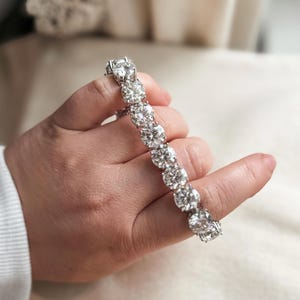 Moissanite Tennis Bracelet, 10mm VVS1 Certified Moissanite, Chunky Diamond Tennis Chain, Sterling Silver Statement Piece for Her & Him