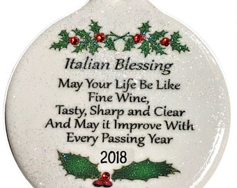 Like Good Wine Italian Blessing 2018 Porcelain Ornament Gift Boxed Rhinestone Italy Christmas