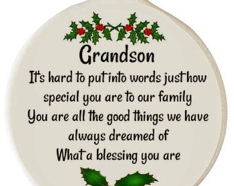 to My Grandson Nymerianoble Grandson Gifts New Christmas Ornaments Home Decor Funny Decorations Graduation Gift Mother Son Wedding Bride Inspirational Ornament to My Grandson Nymerianoble Grandson Gifts New Christmas Ornaments Home Decor Funny Decorations Graduation Gift Mother Son Wedding Bride Inspirational Ornament
