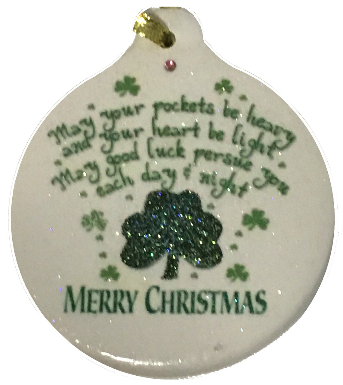 Irish Christmas Blessing Porcelain Ornament Rhinestone Celtic Pride Family Love Support Good