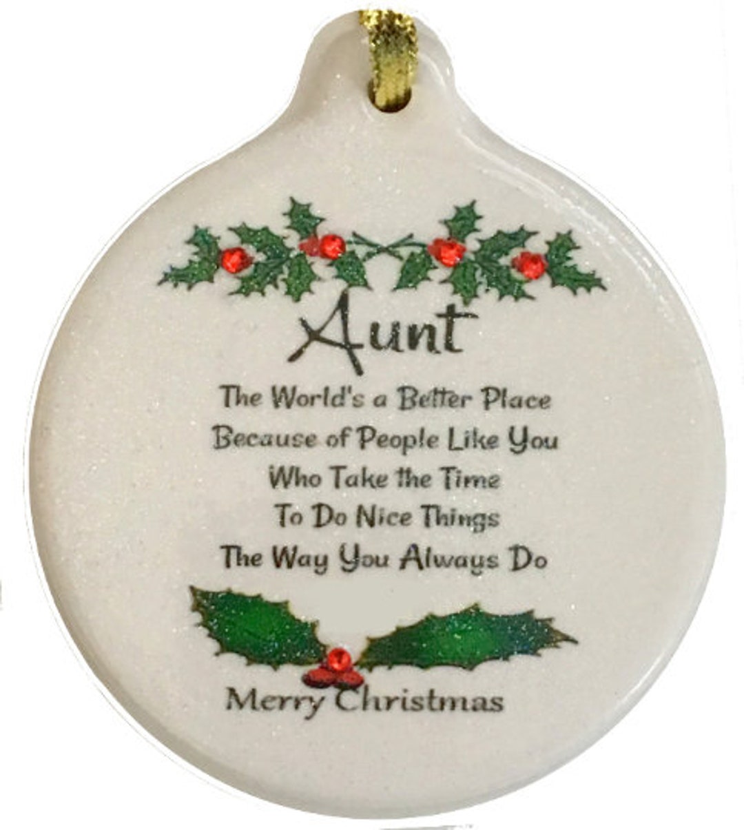 Aunt With Love Porcelain Ornament Christmas Gift Boxed Favorite ...