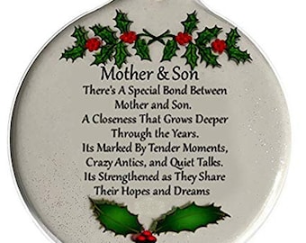 Mother & Son Special Bond Love Porcelain Christmas Ornament Best Friend Mom
