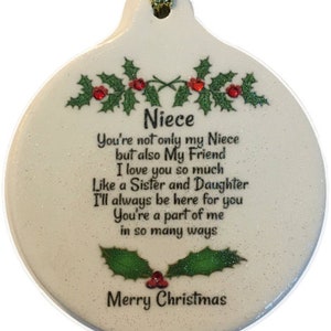 Niece with Love Porcelain Christmas Ornament Gift Boxed Rhinestone