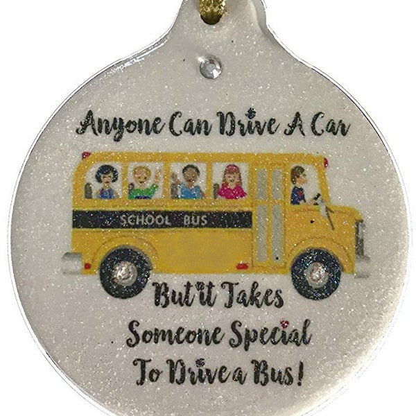 School Bus Driver Porcelain Ornament Gift Boxed Christmas Rhinestone Teacher Friend