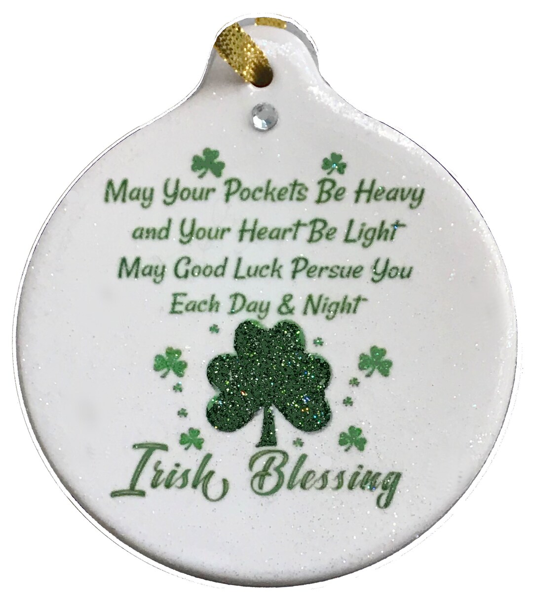 Irish Blessing Porcelain Ornament Rhinestone Celtic Pride Family Love