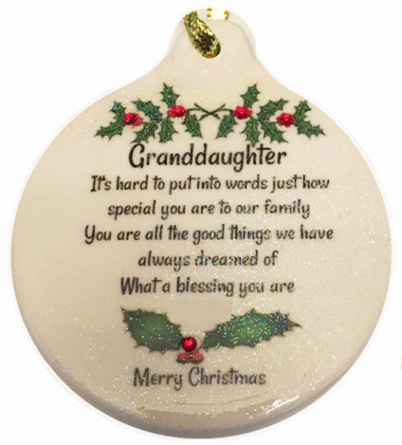 Granddaughter Love Special Bond Porcelain Christmas Ornament Gift Boxed