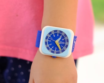 K34 Blue v2: 3D Printed Watch for Kids, water resistant, glow in the dark