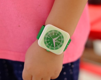 K34 Green v2: 3D Printed Watch for Kids, water resistant, glow in the dark