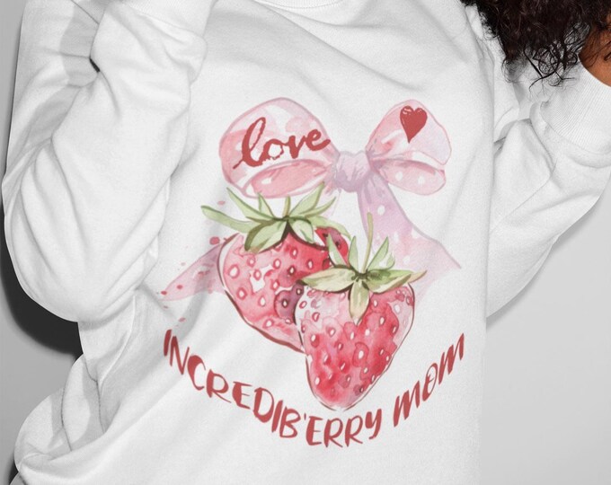 Coquette "Incredible Mom" Sweatshirt, Berry Design, Mother's Day Gift, Mom's Gift - Unisex Sweatshirt, Heavy Blend Crewneck, Coquette Sweat