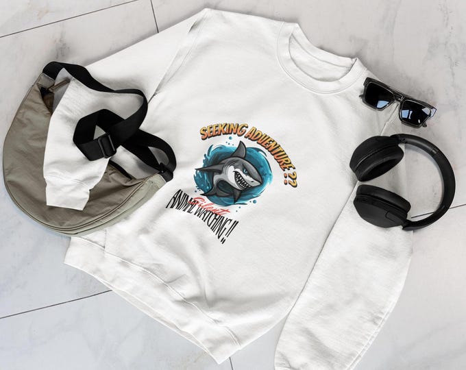 Adventure Unisex Sweatshirt, Wanderlust Jumper, Ocean Lover Crewneck, Traveler Gift, Beach Shark Apparel, Shark Lovers, Divers Gift