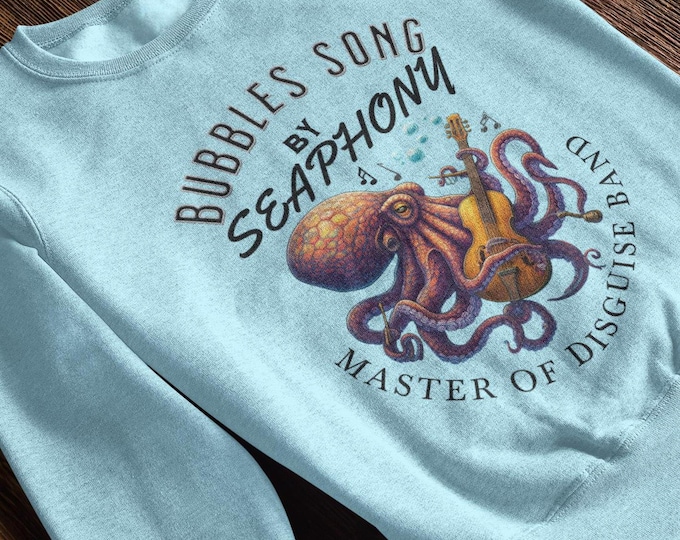 Octopus Waves Unisex Sweatshirt, Music Bubbles Song Gift for Sea Lovers, Divers, Man, Woman, Crewneck Jumper, Unisex Pullover, Sea Creature