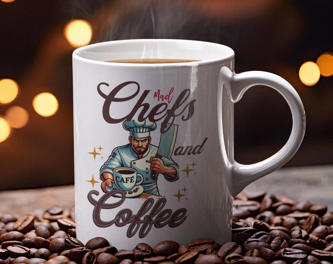 Whimsical Ceramic Mug - Perfect Gift for Coffee Lovers, Tea Enthusiasts, Kitchen Chefs Gift, Birthday Gift, Personalizable kitchen Chef Mug,